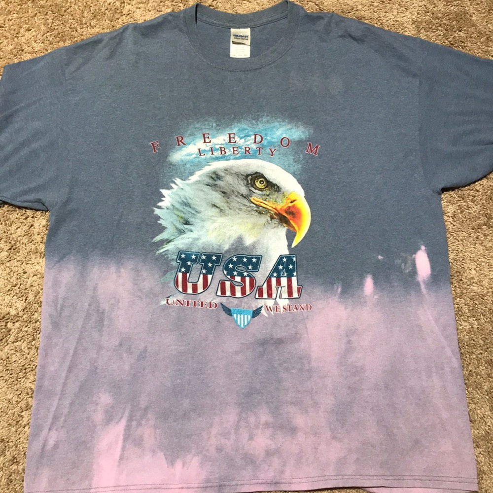Vintage Upcycled Hand Bleached Freedom Eagle America USA Tee